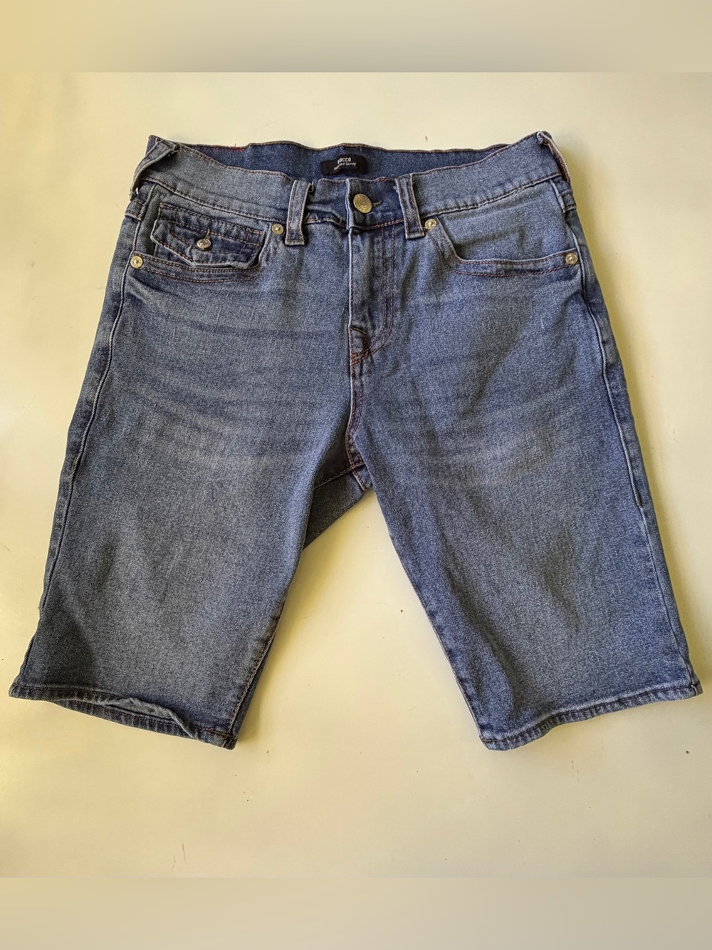 True Religion Men’s Rocco Relaxed Skinny Denim Shorts Flap Pockets Sz 32X11